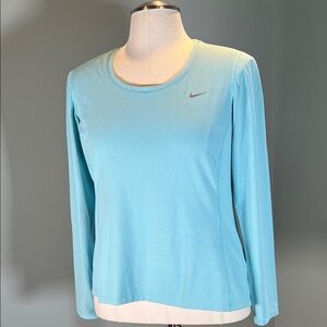 Nike Dri-Fit Blue Long Sleeves Round Neck Athletic Running Shirt L